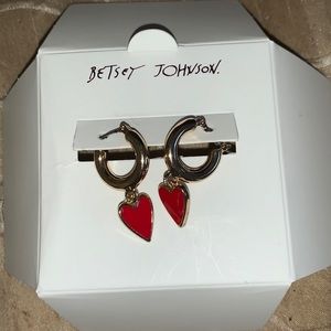 gold betsey johnson hoop charm mini earrings, brand new condition , never worn